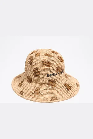 Bimba y Lola Kapelusz rafia naturalny leopard