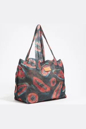 Bimba y Lola Torba shopper nylon, ze wzorem papaji, czarna