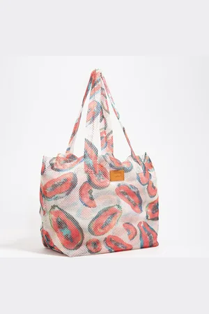 Bimba y Lola Torba shopper nylon, ze wzorem papaji, kość słoniowa