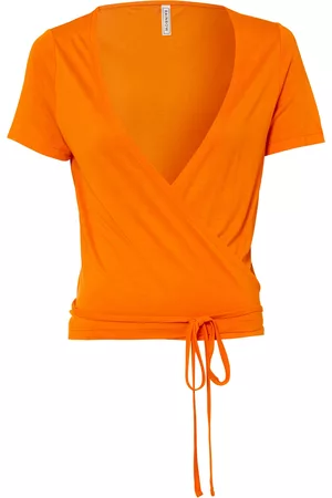 bonprix Kobieta Bluzki z Wiązaniem - Shirt kopertowy ze zrównoważonej wiskozy, z ozdobnym wiązaniem