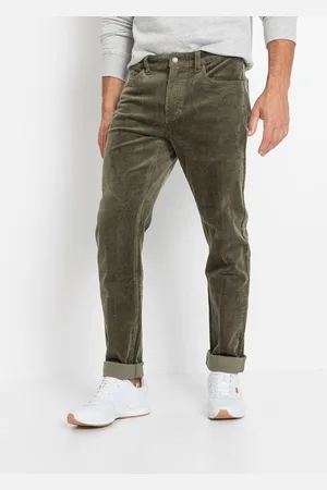 bonprix Spodnie sztruksowe ze stretchem w wygodnym fasonie Slim Ft