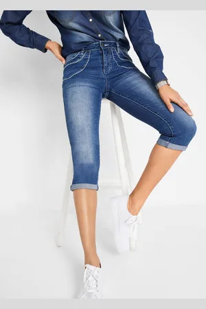 bonprix Dżinsy Straight Mid Waist, cropped