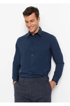 bonprix Koszula z długim rękawem, ze stretchem, Slim Fit (2 szt.)