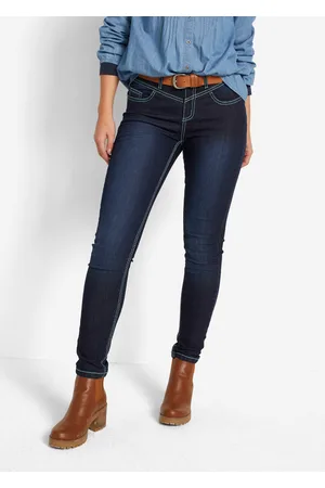 bonprix Dżinsy Skinny Mid Waist, kontrastowe szwy