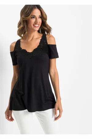 bonprix Shirt cold-shoulder z koronką