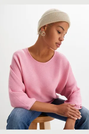 bonprix Sweter oversize w prążek, z materiału z domieszką wiskozy