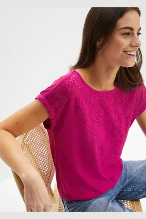 bonprix Shirt z ażurowym haftem