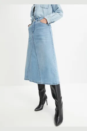 bonprix Spódnica dżinsowa ze stretchem, High Waist