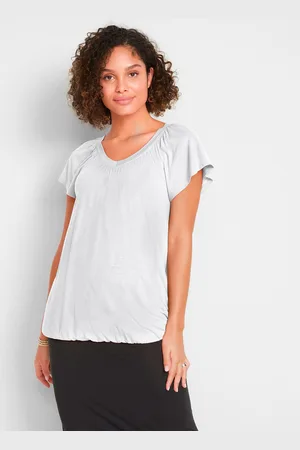 bonprix Shirt z mieszanki wiskozy, krótki rękaw