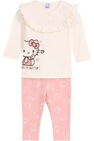 bonprix Shirt niemowlęcy z długim rękawem + legginsy Hello Kitty (2 części), z bawełny