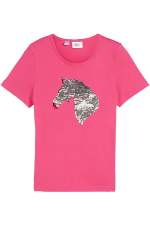 bonprix T-shirt dziewczęcy z obracanymi cekinami, z bawełny organicznej