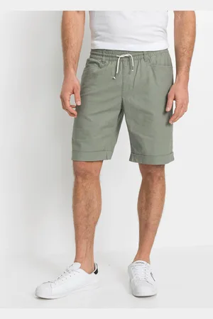 bonprix Bermudy z gumką w talii, z materiału z lnem, Regular Fit