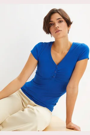 bonprix Shirt z plisą guzikową, z bawełny organicznej