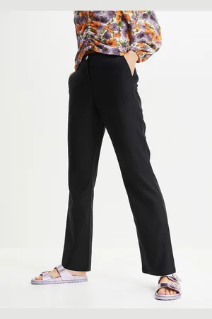 bonprix Spodnie high-waist z mieszanki wiskozy z lnem