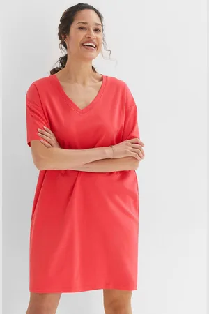 bonprix Sukienka shirtowa z dekoltem w serek, oversized (2 szt.)