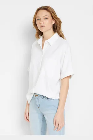bonprix Bluzka oversize z krótkim rękawem, z materiału z domieszką lnu