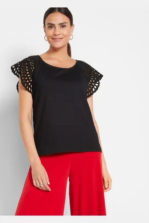 bonprix Shirt z ażurowym haftem