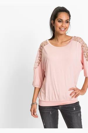 bonprix Shirt oversize z koronką