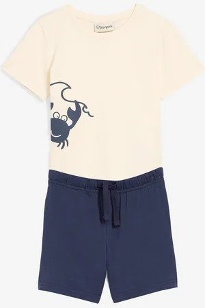 bonprix T-shirt i krótkie szorty dżersejowe (2 części) z bawełny organicznej