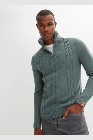 bonprix Sweter ze stójką, we wzór w warkocze