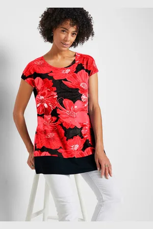 bonprix Długi shirt z szyfonem