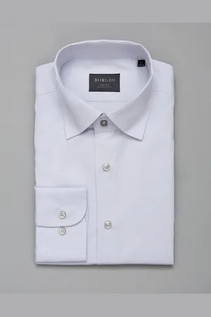 Borgio Koszula matera długi rękaw szary slim fit 00245