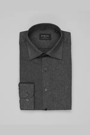 Borgio Koszula flumeri 00513 długi rękaw szary slim fit
