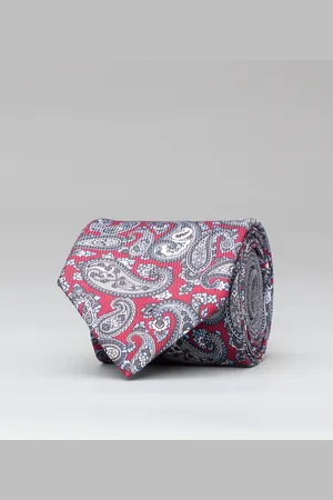 Borgio Krawat seta czerwony paisley 0003