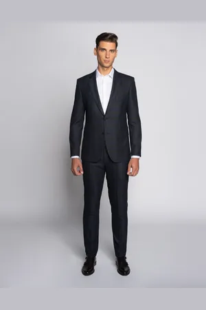 Borgio Marynarka do zestawu naro granatowa w kratę slim fit
