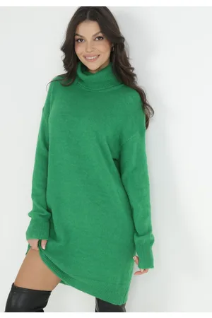 The Other Zielona Sukienka Wełniana Oversize z Golfem Heire