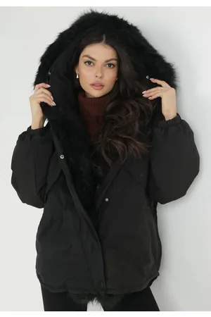 The Other Czarna Kurtka Parka Oversize z Futerkiem Mitto