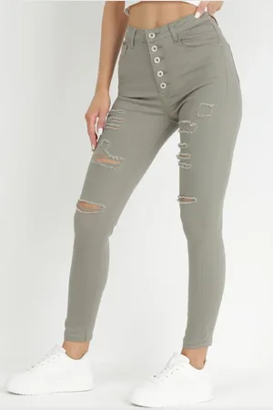 The Other Ciemnobeżowe Jeansy Skinny na Guziki Arru