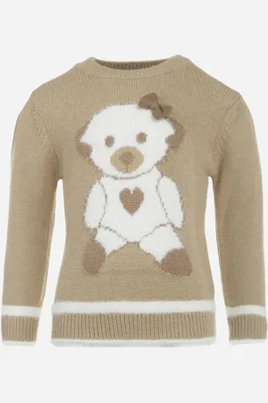 The Other Ciemnobeżowy Sweter z Ozdobnym Misiem Pobli