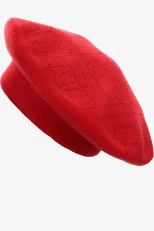 The Other Czerwona Czapka Beret z Ozdobnym Wzorem w Cyrkonie Blorgga