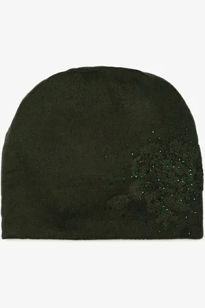 The Other Ciemnozielona Czapka Beanie z Kaszmirem w Cyrkonie Roccio