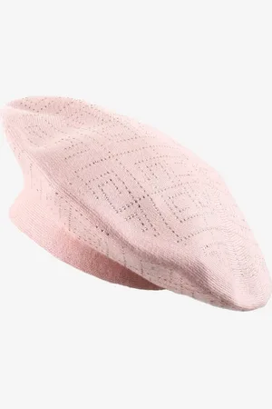 The Other Jasnoróżowa Czapka Beret z Ozdobnym Wzorem w Cyrkonie Blorgga