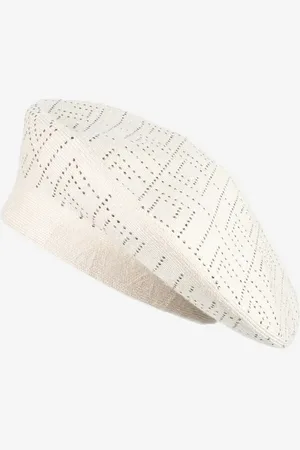 The Other Jasnobeżowa Czapka Beret z Ozdobnym Wzorem w Cyrkonie Blorgga