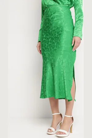 The Other Zielona Elegancka Spódnica Midi z Gumką w Pasie Falire