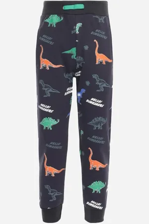 The Other Granatowe Spodnie Dresowe z Gumką w Pasie i Nadrukiem Dinozaurów Uvaria