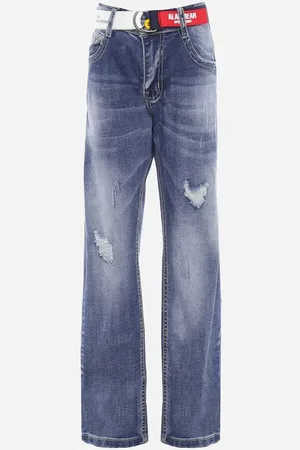 The Other Niebieskie Jeansy Bawełniane o Fasonie Skinny z Przetarciami z Paskiem Freiatte