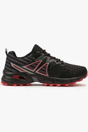 INNY Czarno-Czerwone Buty Sportowe z Bieżnikiem i Ozdobnymi Przeszyciami Meula