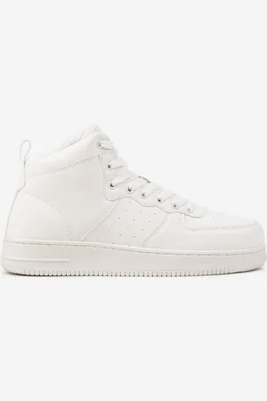 INNY Białe Płaskie Sznurowane Botki Sneakersy za Kostkę Mivara