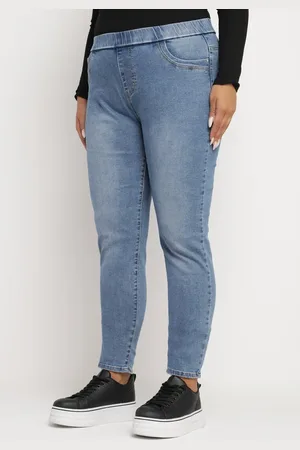 The Other Niebieskie Jeansy Skinny z Gumką w Talii z Wysokim Stanem Neveara