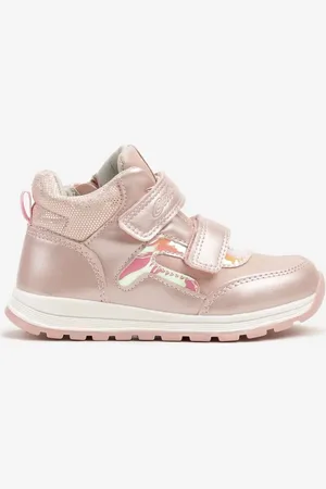INNY Różowe Botki Clibee w Stylu Sneakersów ze Skórzaną Wkładką Ozdobione Przeszyciami Romisya