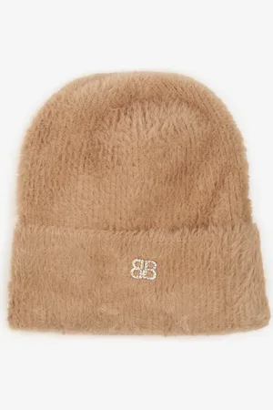 The Other Beżowa Czapka Typu Beanie z Wełną i Wiskozą Ozdobiona Naszywką Borirra