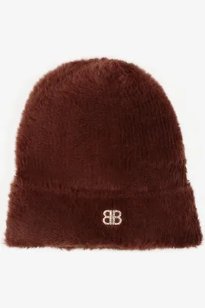 The Other Brązowa Czapka Typu Beanie z Wełną i Wiskozą Ozdobiona Naszywką Borirra