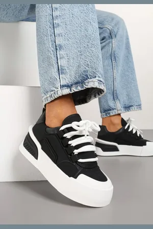 INNY Czarne Sneakersy w Stylu Trampek na Grubej Podeszwie Danimira