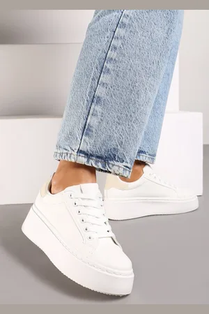 Vices Biało-Beżowe Casualowe Sneakersy na Grubej Podeszwie Tiadonia