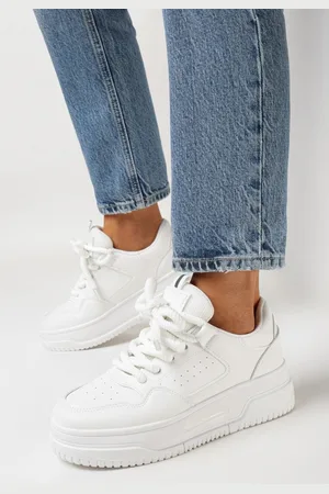 INNY Białe Sneakersy na Platformie z Szerokimi Sznurówkami Ferinal