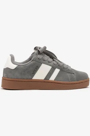 The Other Ciemnoszare Buty Sportowe z Naturalnego Zamszu z Przeszyciami Palaviela